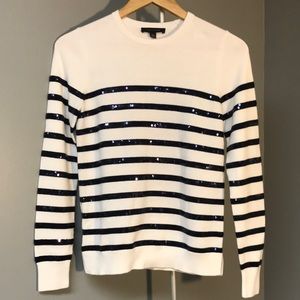 Ann Taylor Sequin Striped Crew Neck Sweater